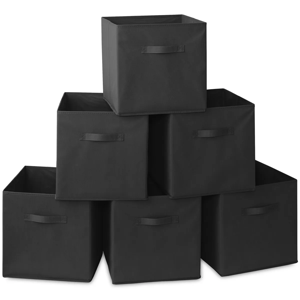 Casafield Casafield Set of 6 Collapsible Fabric Cube Storage Bins, Black, 13 — product photo