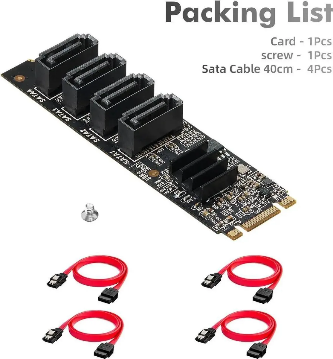 SMUGDESK SMUGDESK 4Port M.2 to SATA 3.0 Controller Card with 4 SATA Cables — product photo