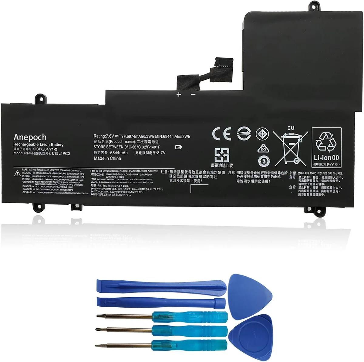 PISKEKAT PISKEKAT L15L4PC2 laptop battery 7.6V 53Wh 6974mAh for Lenovo Yoga 710-14 710-15 — product photo