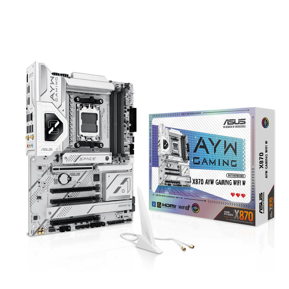 ASUS ASUS X870 AYW GAMING WIFI W AMD motherboard white — product photo
