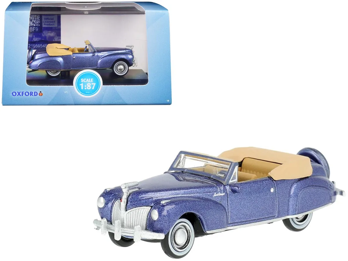 Oxford Diecast Oxford Diecast 1941 Lincoln Continental Convertible Darian Blue Tan 1/87 Scale Diecast Car — product photo