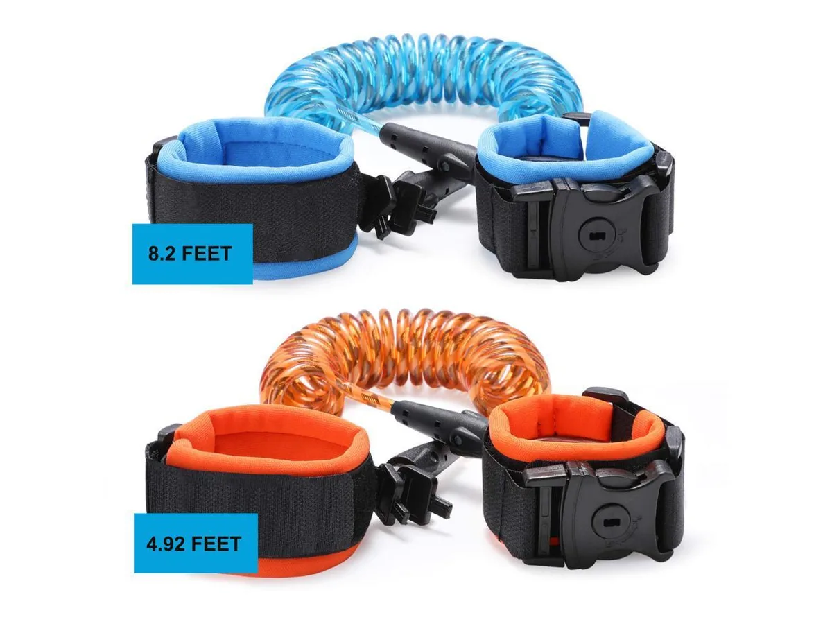 BONAEVER BONAEVER Anti-Lost Wrist Link Safety Leash Harness with Key Lock 2-Pack 8.2ft 4.92ft 360° Swivel — product photo