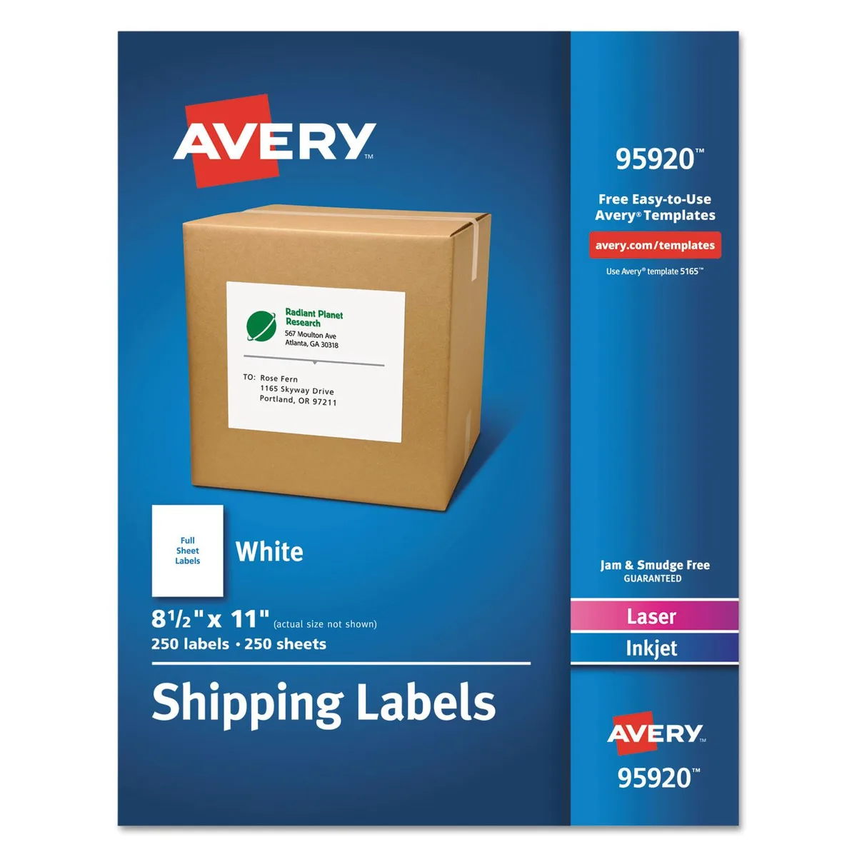 Avery Avery 95920 Shipping Labels 8-1/2" x 11" 250 Sheets — product photo