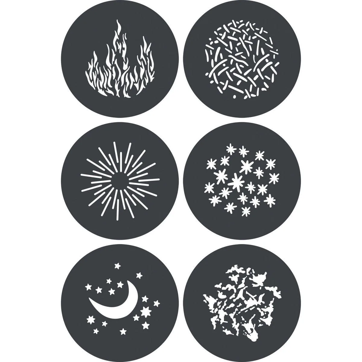 Godox Photo Equipment Co. Ltd Godox GP-GS1 Gobo Set 148mm for MG1200Bi Spotlight Mount (6-Pack) — product photo