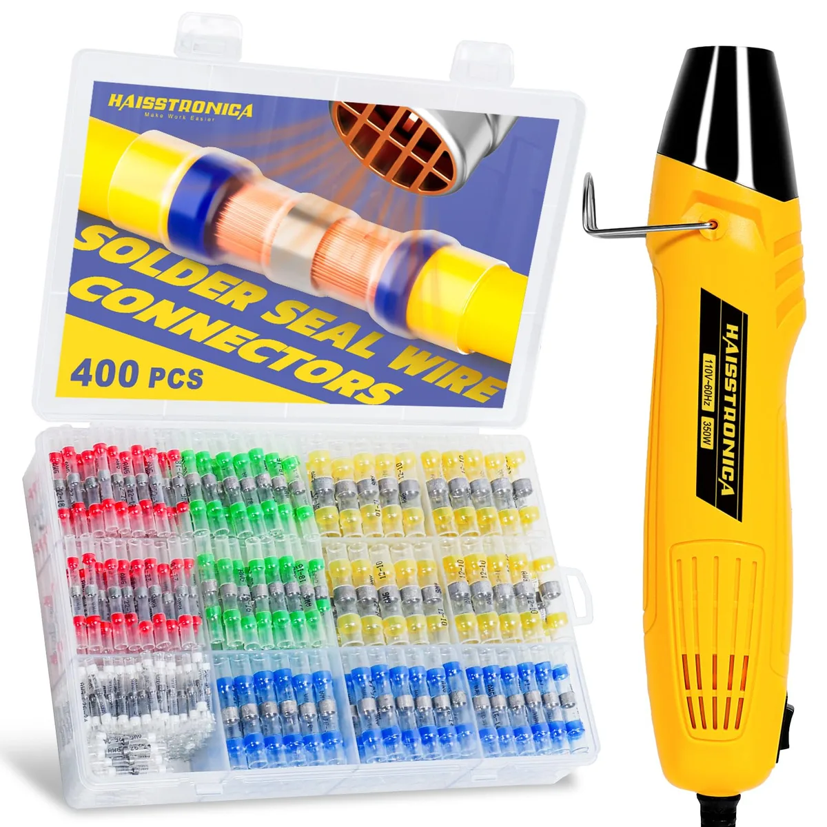  haisstronica 400 PCS Solder Seal Wire Connectors with Mini Heat Gun Kit — product photo