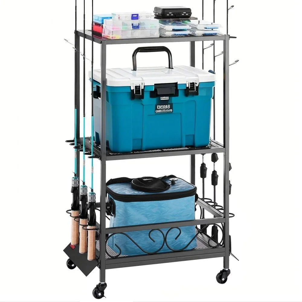 VEVOR VEVOR Fishing Rod Holder 10 Rods Mobile Cart with Wheels 16.1 lb 33.9 in — product photo