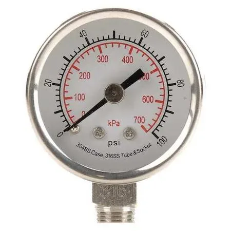 Value Brand Value Brand Commercial Pressure Gauge 0 to 100 psi 1 1/2 in Dial 1/8 in NPT — product photo