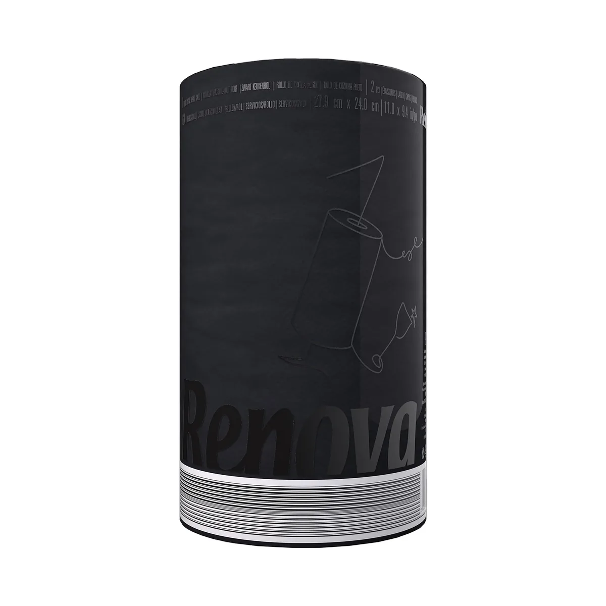  Renova 2000071800 Black Paper Towel 2-Ply 120 Sheets 11 x 9.4in 31.5ft 1 Roll — product photo