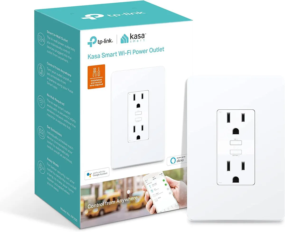 TP-Link TP-Link Kasa Smart Plug KP200 In-Wall Outlet 15A 125V White — product photo