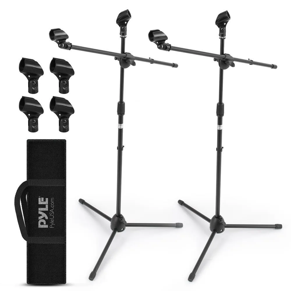  Pyle PMKSKT35 Microphone Stand Pair 52" 24" Boom 5/8" Thread Carry Bag — product photo