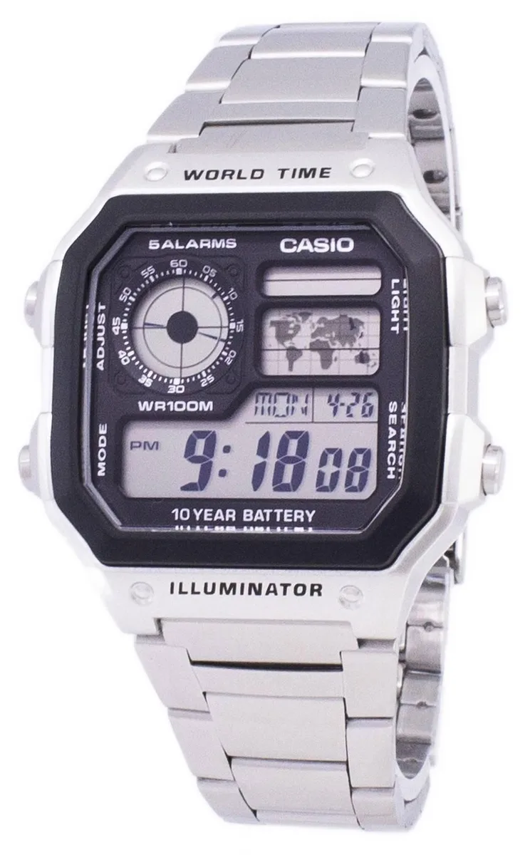 CASIO CASIO AE-1200WHD-1AVDF Digital World Time Watch 100m 45.00mm — product photo