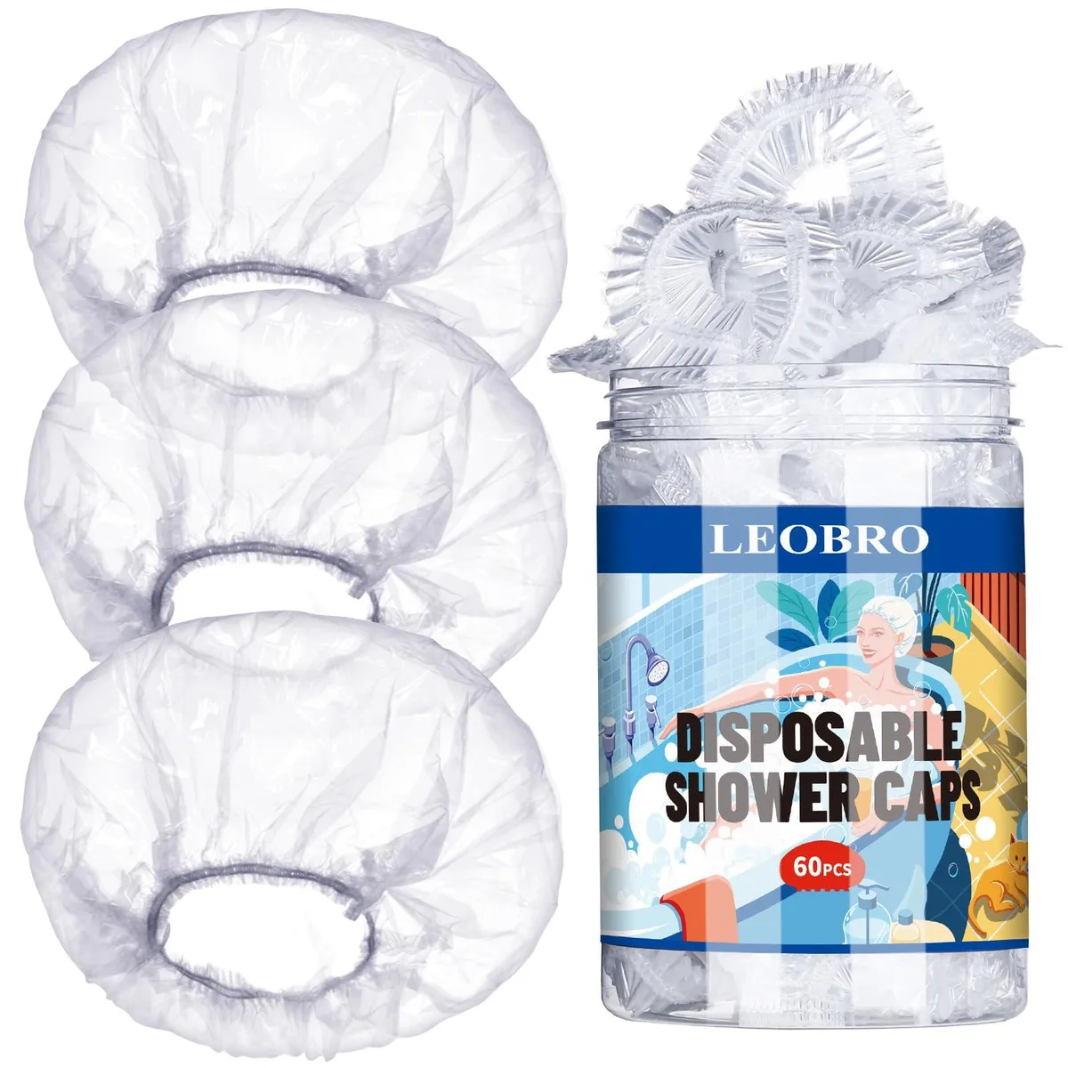 LEOBRO LL-Z-195 Disposable Shower Caps 60PCS 17.3 inch — product photo