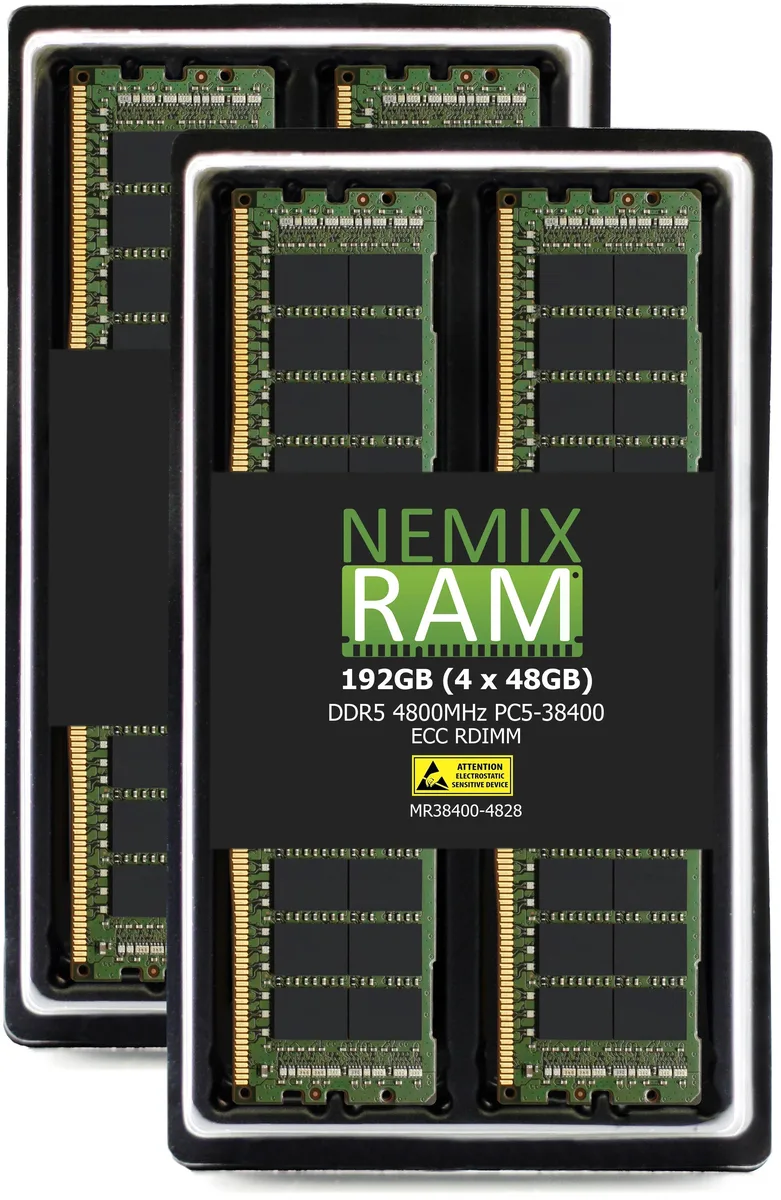 NEMIX RAM NEMIX RAM DDR5 4800 ECC RDIMM 192GB 4x48GB CL40 1.1V 2Rx8 Supermicro H14DST-FL memory upgrade — product photo