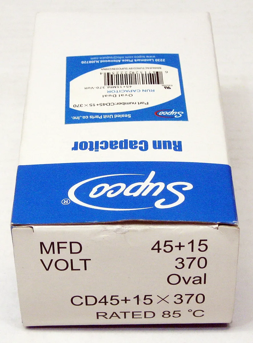 SUPCO SUPCO CD45+15X370 HVAC Control 45+15 MFD 370V Oval — product photo