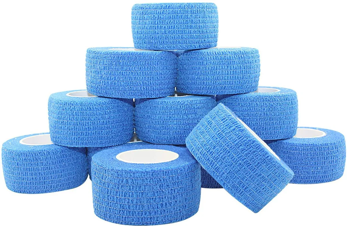 COMOmed COMOmed Self-Stick Cohesive Bandage Latex 1"x5 Yards Blue 12 Rolls First Aid — product photo