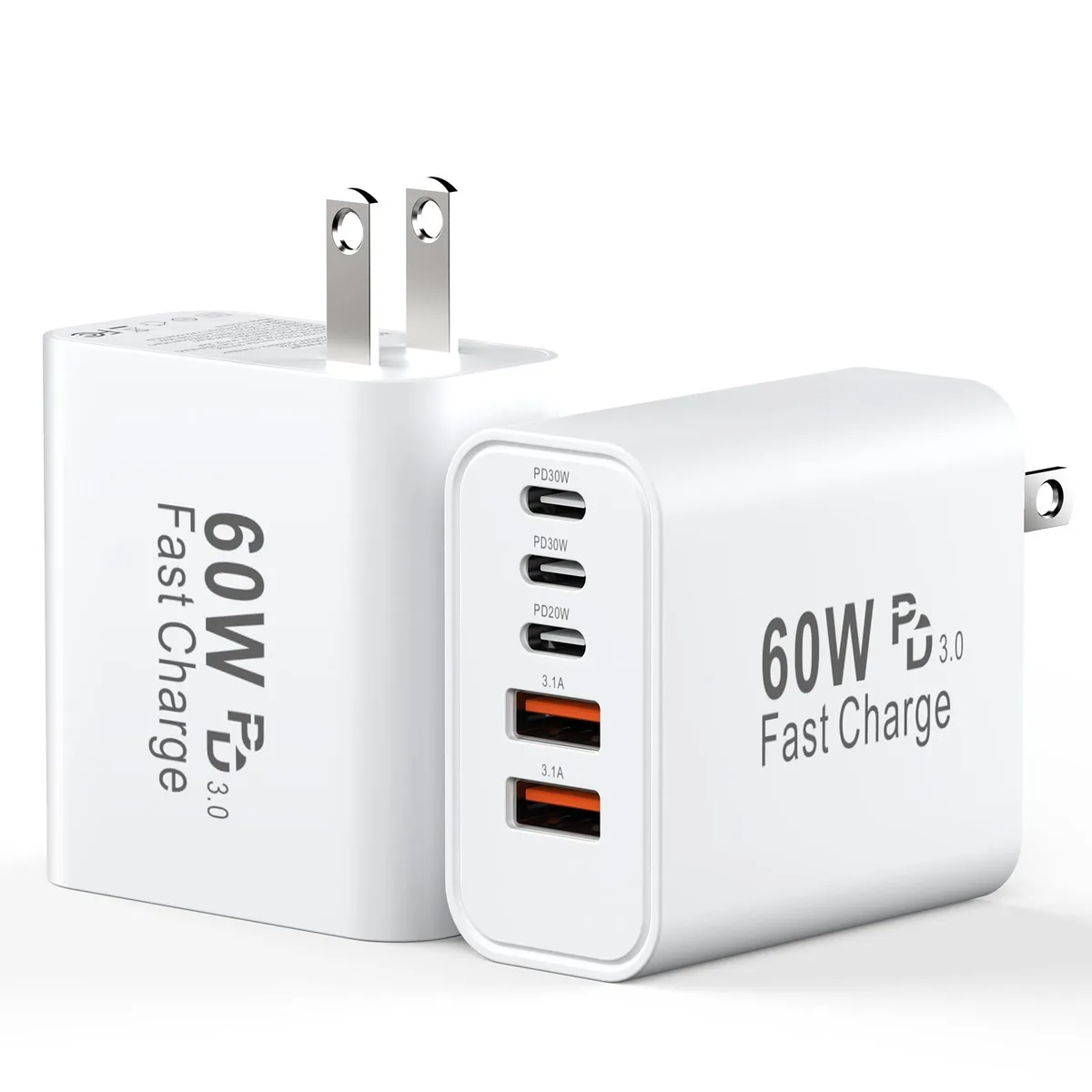  Duloch XHD-PD60W3C2A 60W 5-port USB charger white — product photo