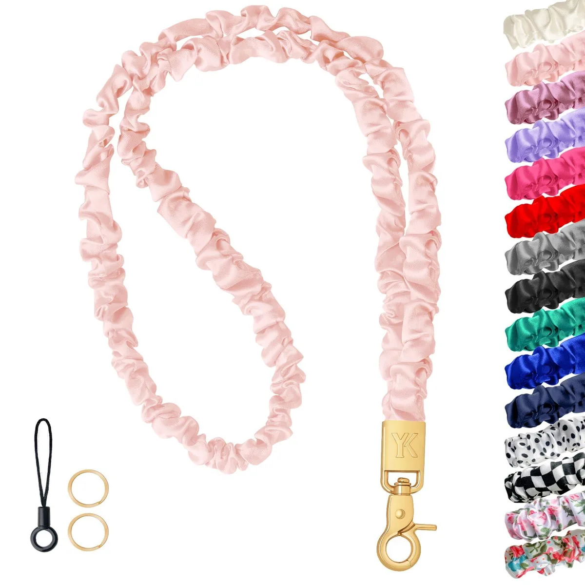 YANTHKEY Pink Scrunchie Neck Lanyard .38in 7.08x5.11x.48in — product photo