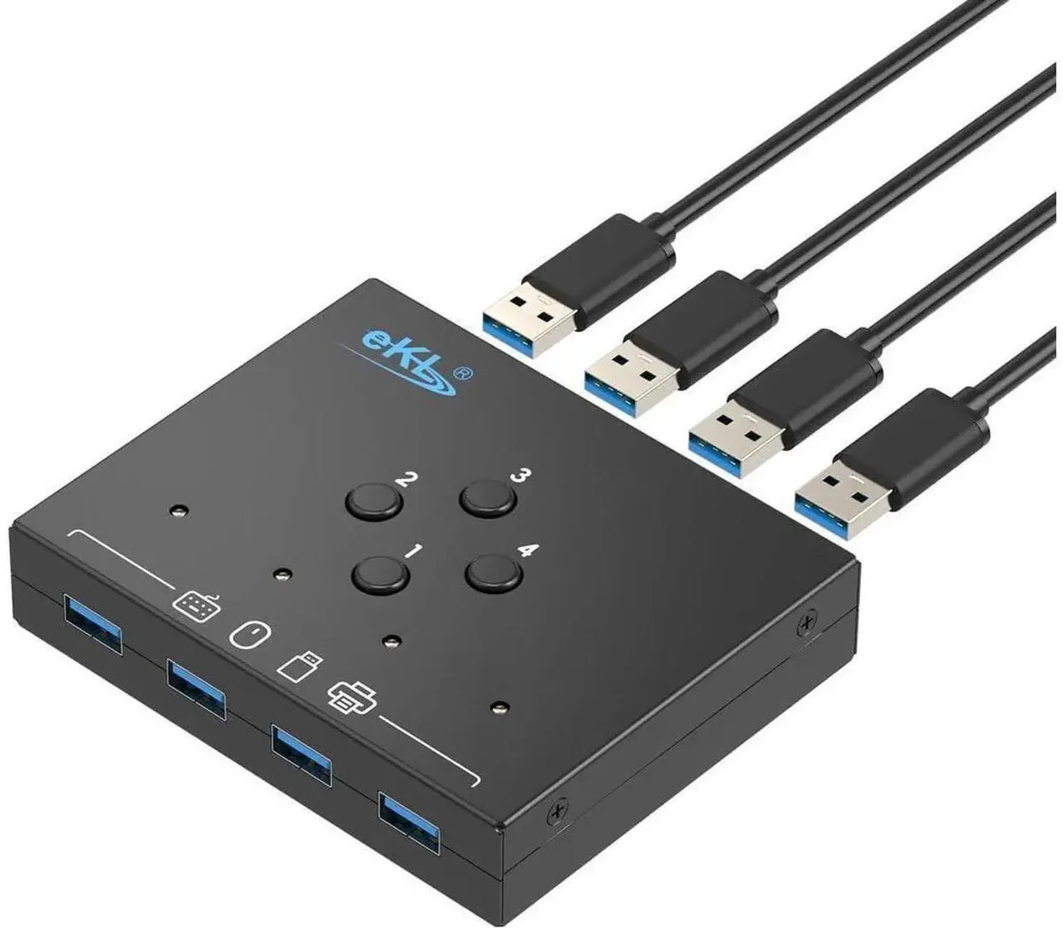 SMUGDESK SMUGDESK 4 In 4 Out USB 3.0 Sharing Switch with 3.5mm Audio — product photo