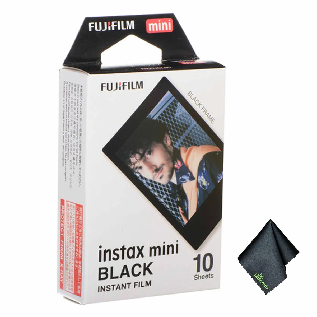 FUJIFILM FUJIFILM INSTAX MINI Black Instant Film 10 Exposures Bundle with Microfiber Cloth — product photo