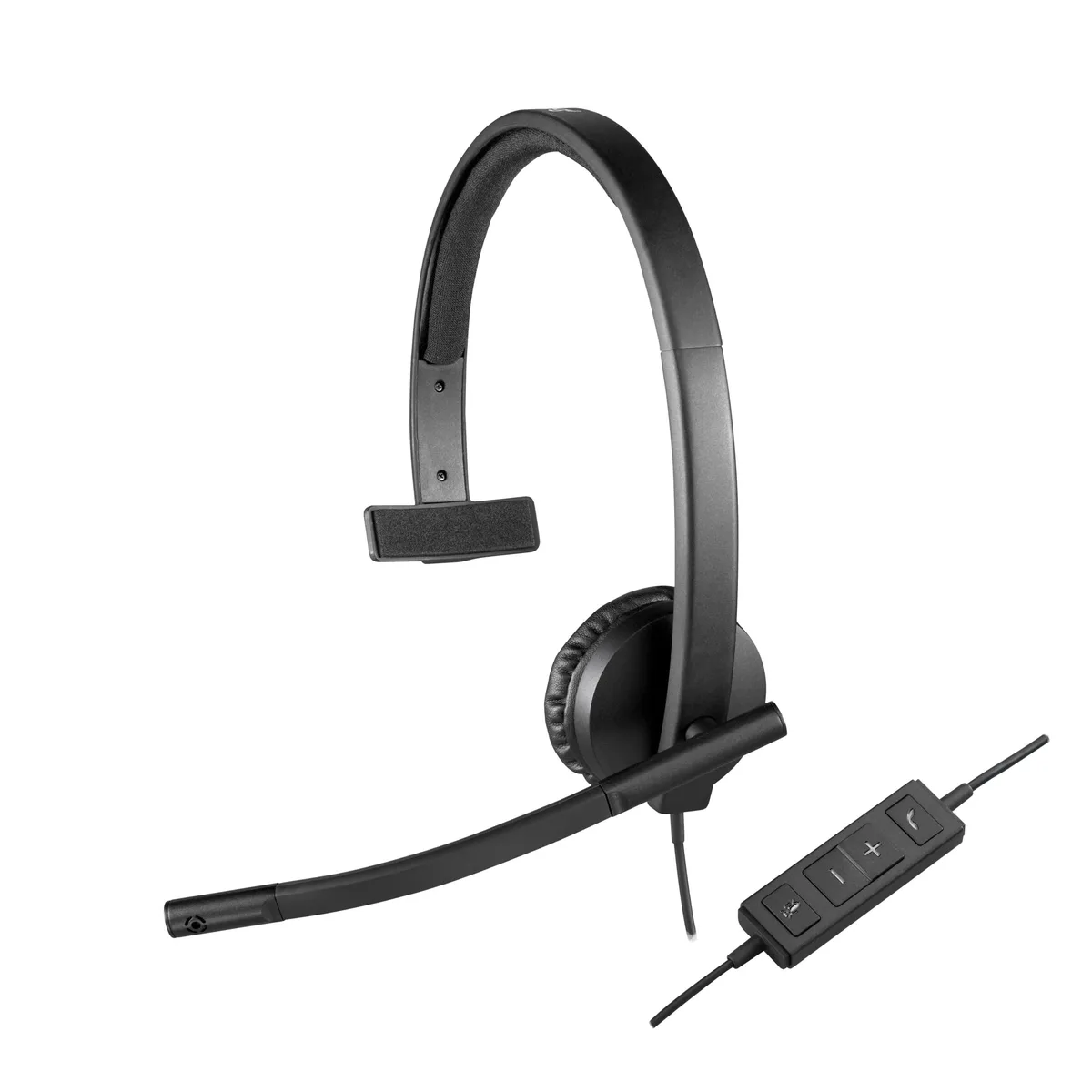  Logitech H570e Mono USB Headset Noise-Cancelling Mic In-Line Controls LED Black 981-000570 — product photo