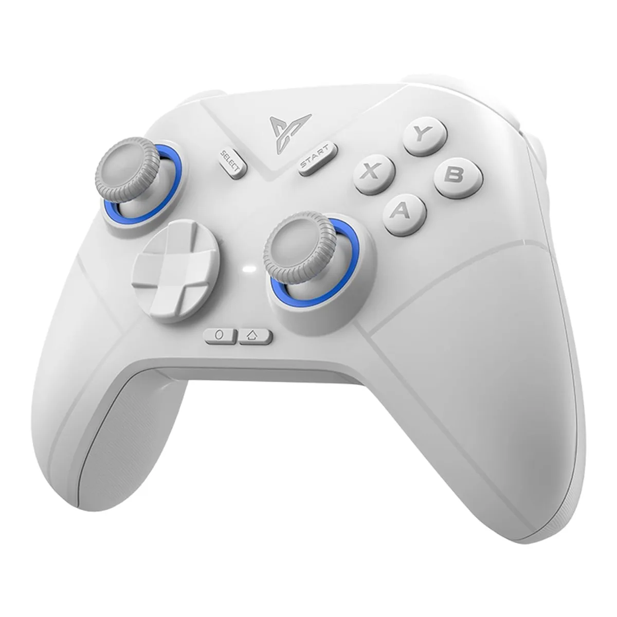 Black wireless gamepad with textured grips, Hall effect sticks and triggers, metal logo, D-pad, face buttons, USB-C port