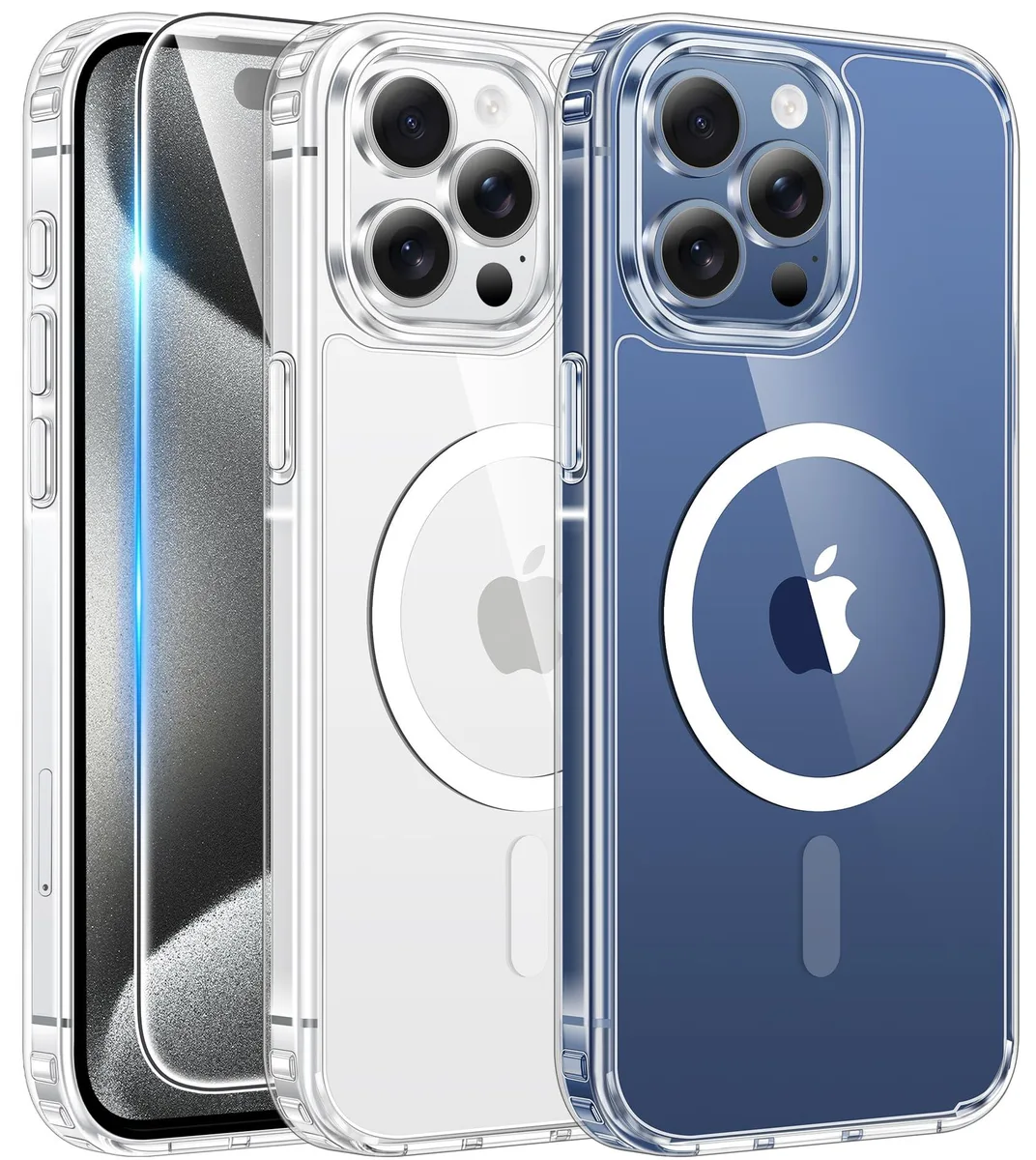 Clear MagSafe case for iPhone 15 Pro Max 6.7 inch with transparent TPU and PC finish
