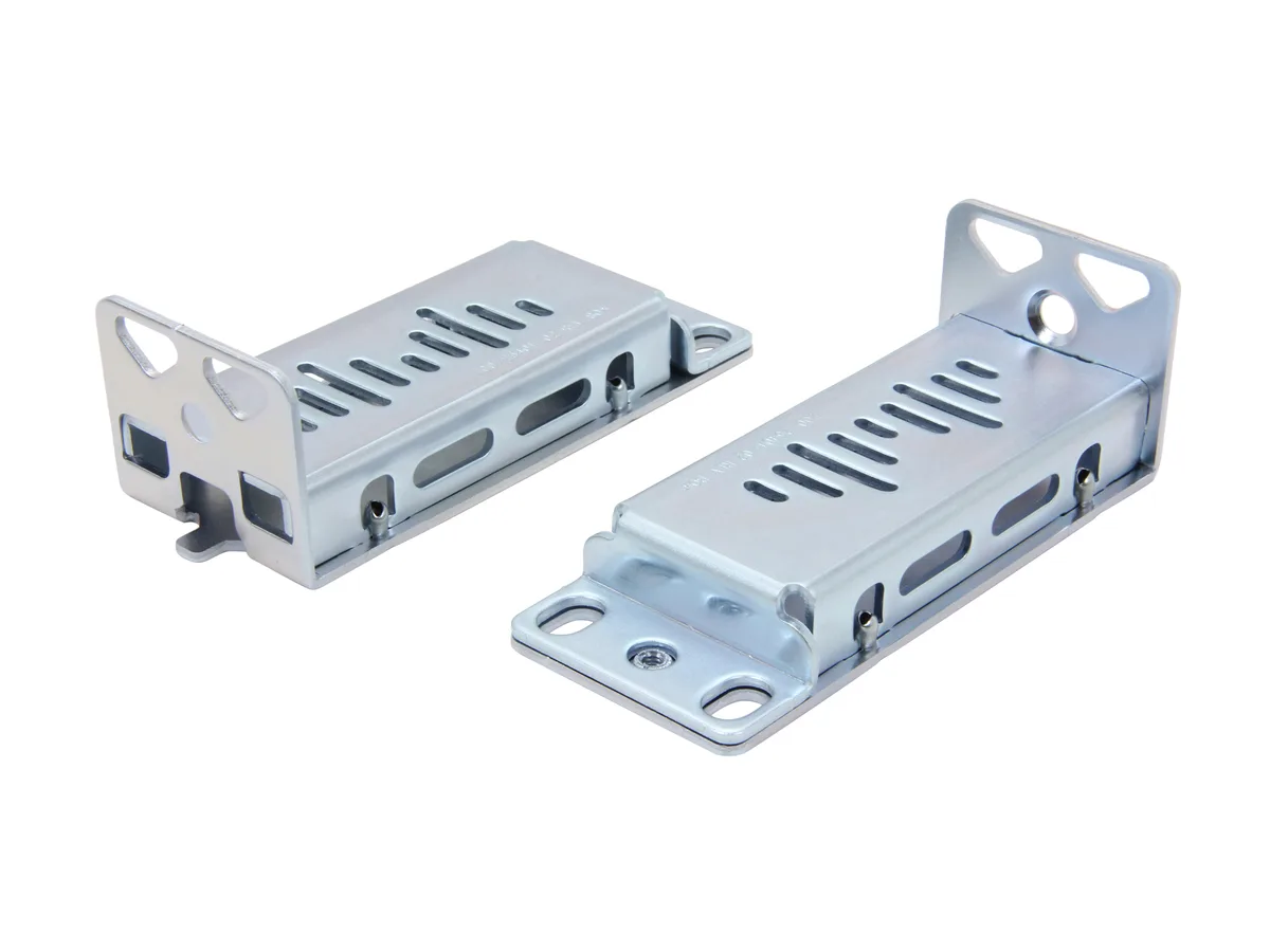White metal 19-inch rack mounting brackets for Cisco Catalyst 3560 and 2960 compact switches