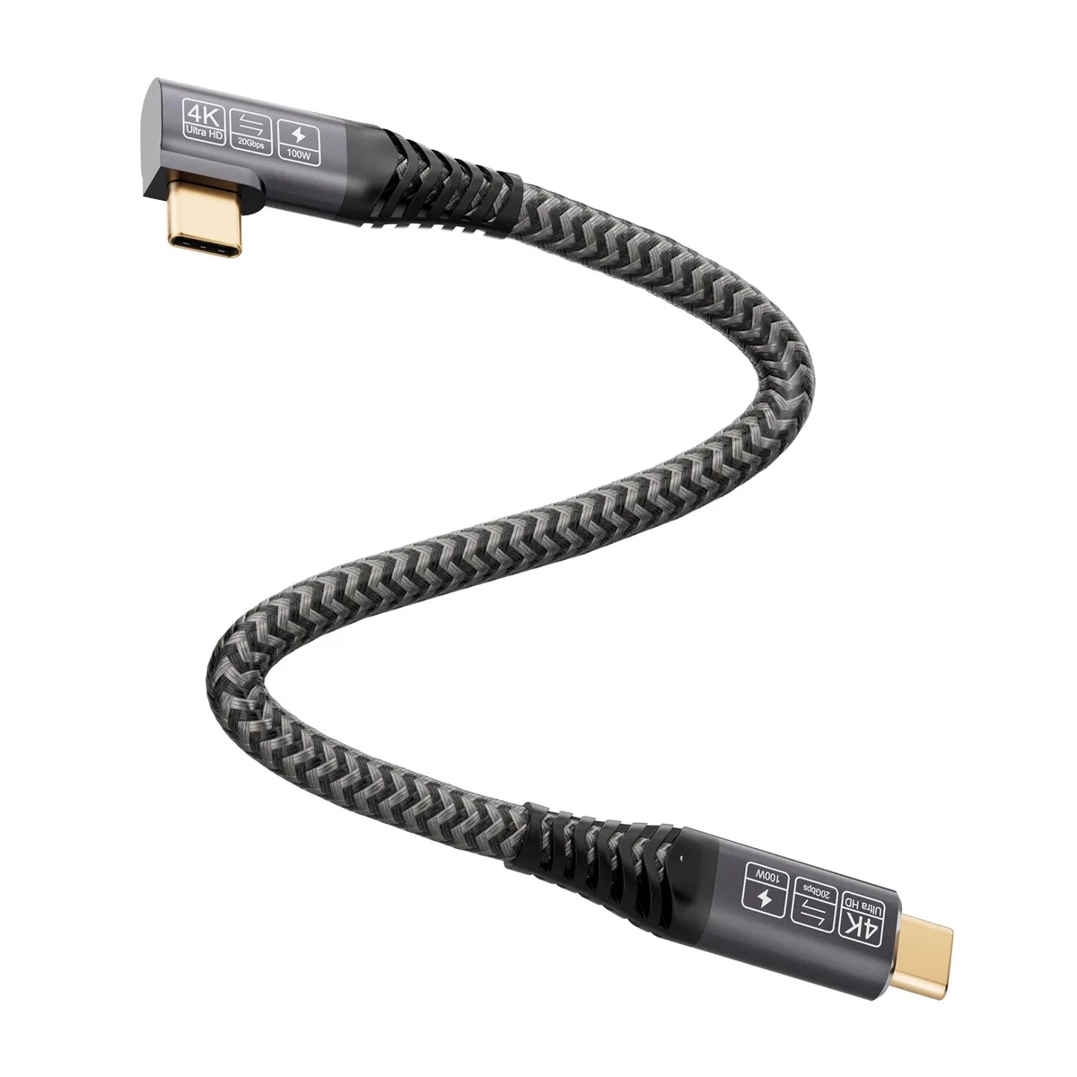 Vszerda Vszerda USB C to USB C Cable 1.65Ft 20Gbps 100W PD 4K 90° Right Angle — product photo