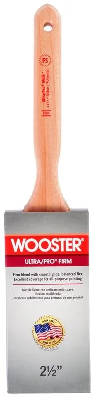 2-1/2 inch flat sash brush with purple and sable synthetic bristles and wooden handle