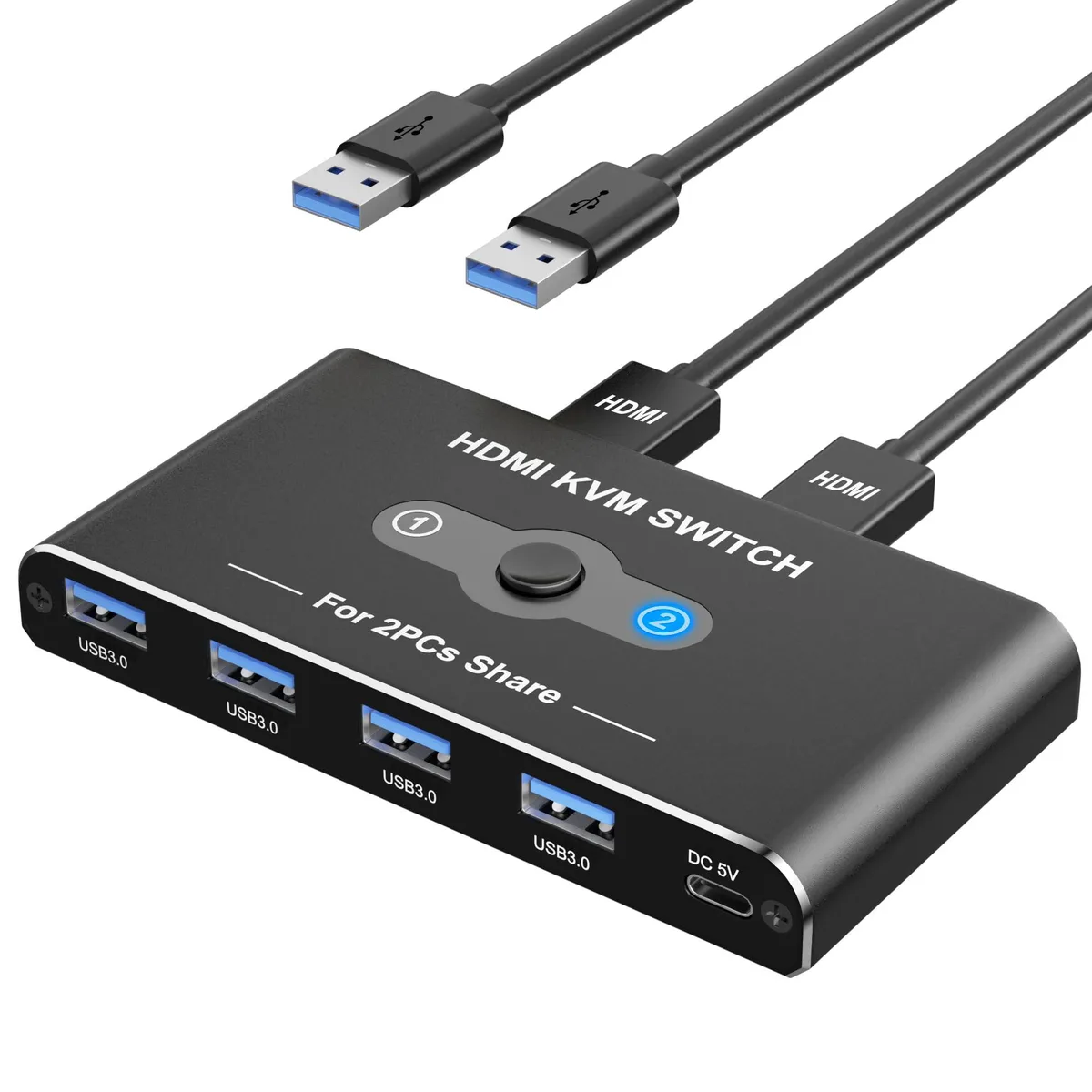 BUCIER BUCIER HA-417B KVM Switch 2 Port 4K@60Hz 4 USB 3.0 — product photo
