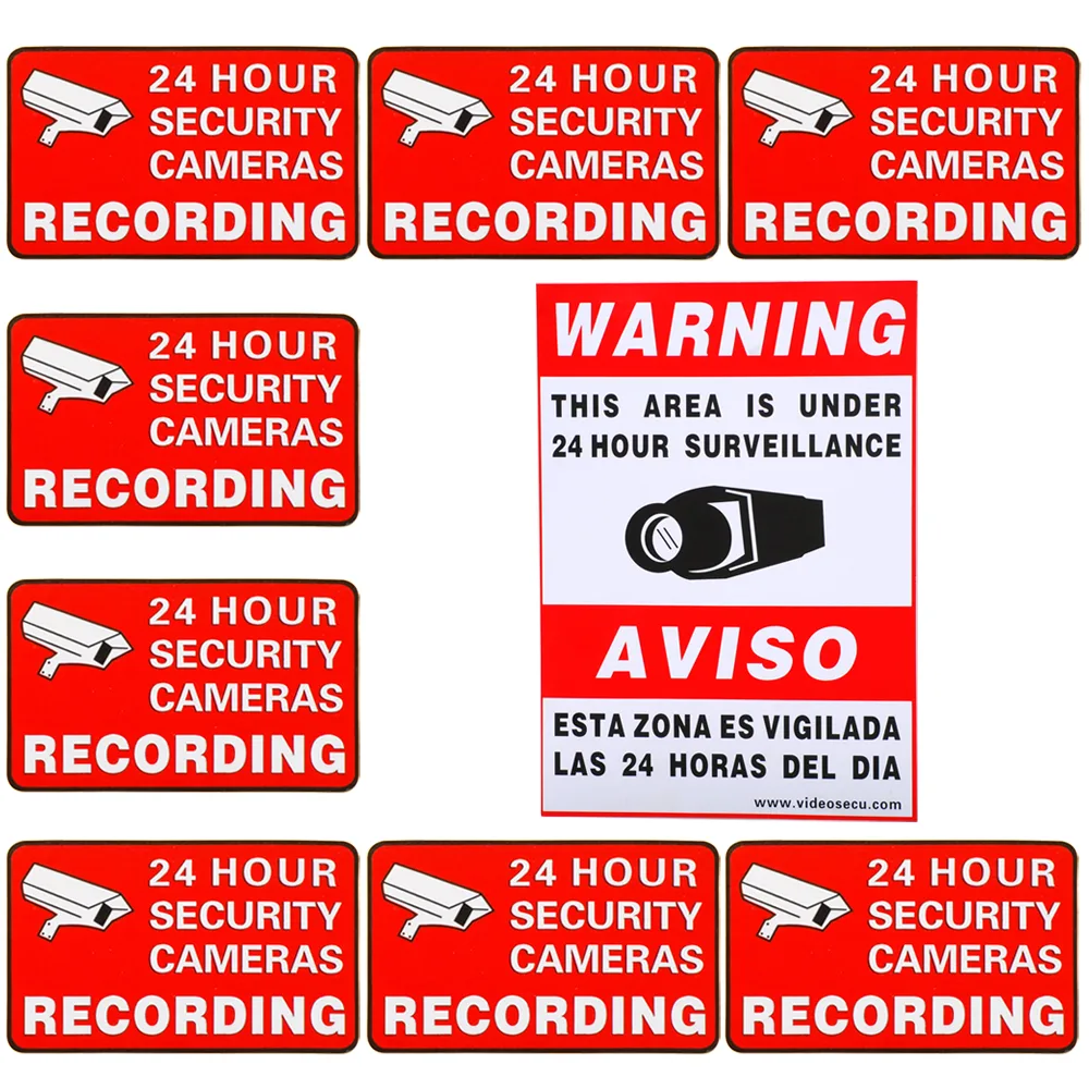 VideoSecu VideoSecu S002K8-A1 Warning Decal Signs 1 Large 8 Small Stickers — product photo