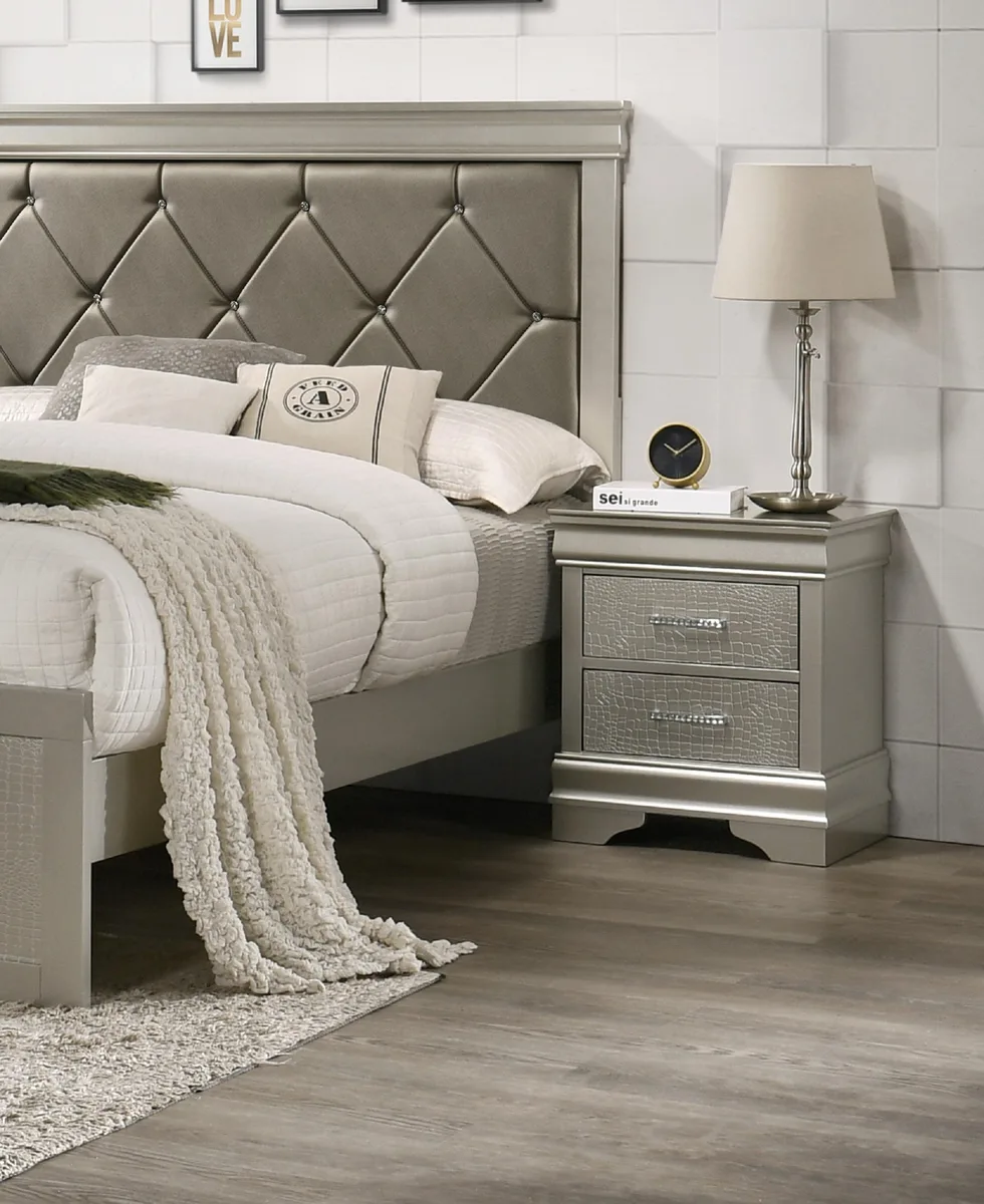 tuphen tuphen Modern Glam Nightstand Champagne 2-Drawer 21.65" x 15.75" x 23.70"H — product photo