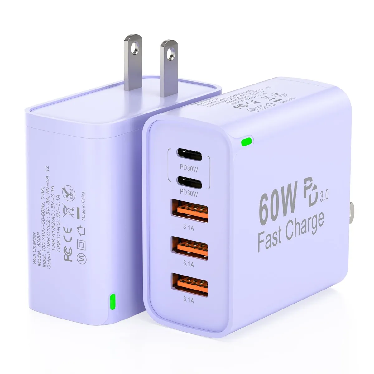  Caniifoto WA5P-4 60W 5-Port USB Charger Purple — product photo