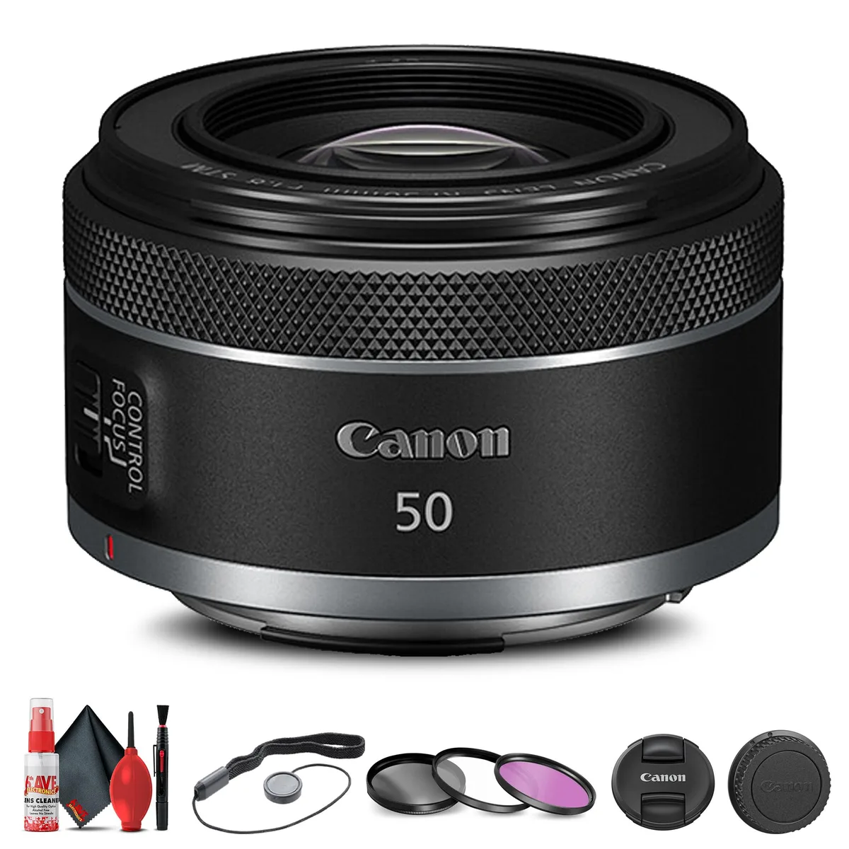 Canon Canon RF 50mm f/1.8 STM Lens 4515C002 Filter Kit Cap Keeper Bundle camera lens — product photo