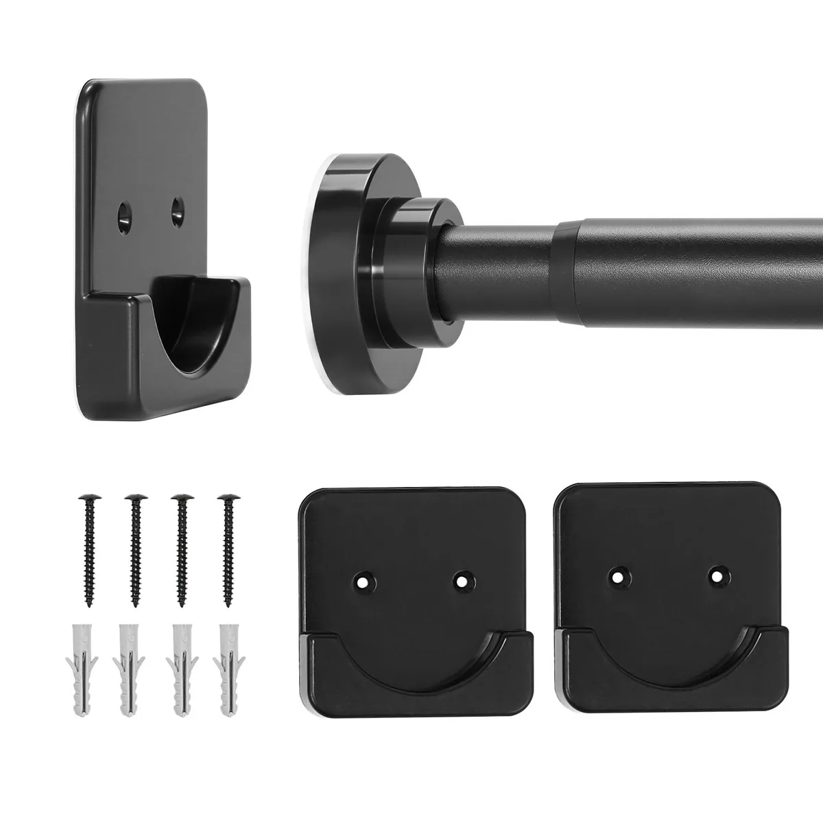 VEVOR VEVOR 20827 Adjustable Tension Curtain Rod 28-76 in 1 in Diameter 53 lbs Load Black — product photo