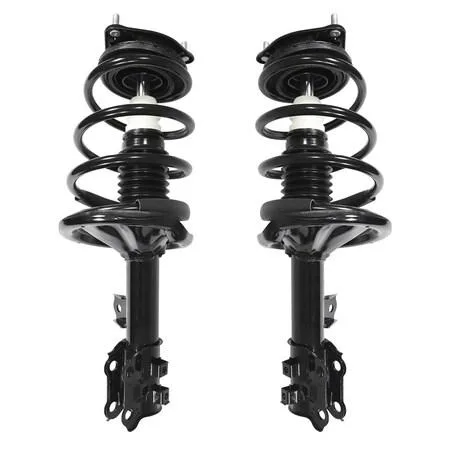 Pair of silver front strut assemblies with springs and mounts for 2007-2010 Hyundai Elantra
