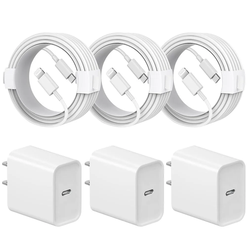 No Sew No Sew 20W USB-C PD Charger 3-Pack 6ft Lightning Cable — product photo