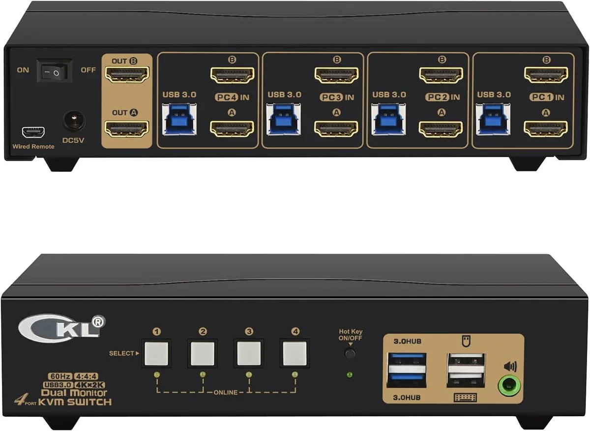 FANTEC FANTEC 4-Port USB 3.0 Dual Monitor HDMI KVM Switch 4K 60Hz — product photo