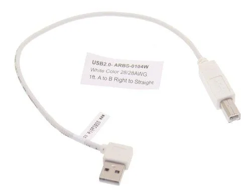 USBGear USBGear ARBS-0104W USB 2.0 A to B cable 12 inch white right angle 28AWG — product photo