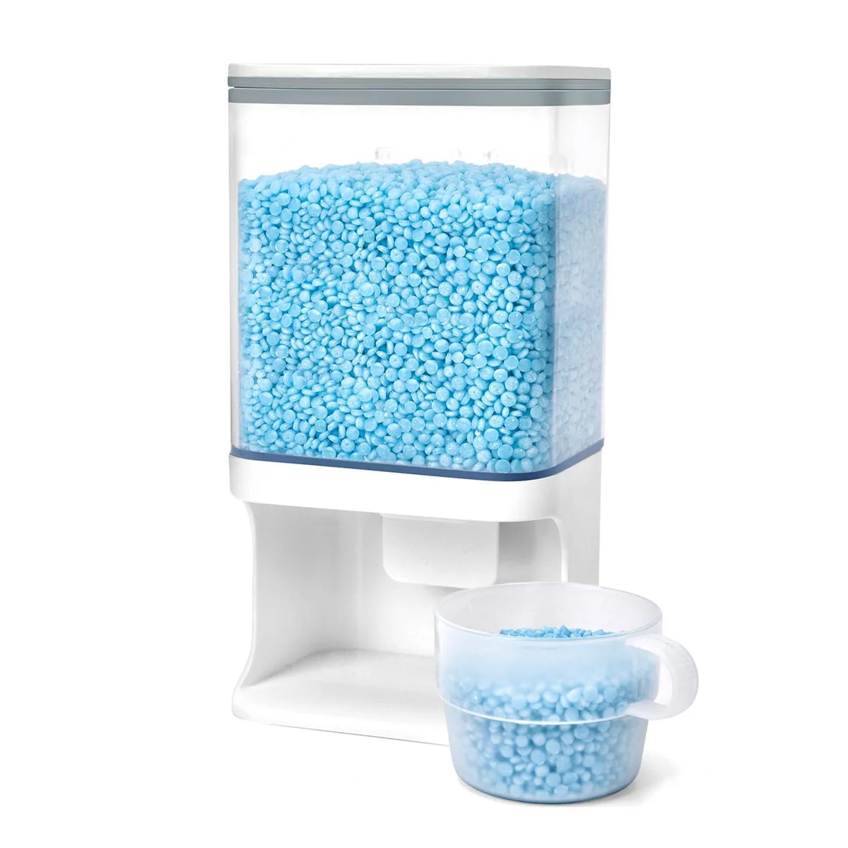 Transparent wall-mounted laundry beads dispenser, 105 oz capacity