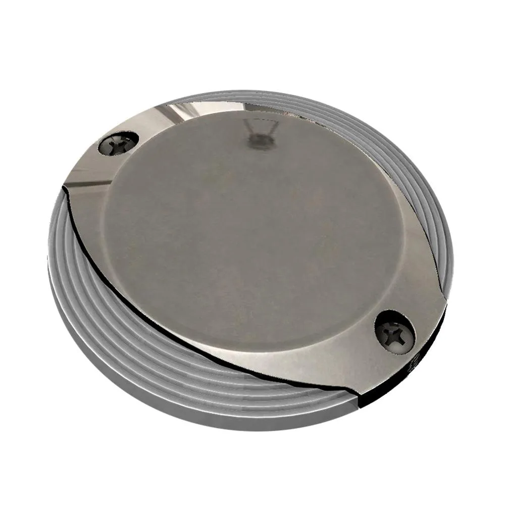 Round stainless steel pathway light low profile 4 inch diameter 0.60 inch thick surface mount