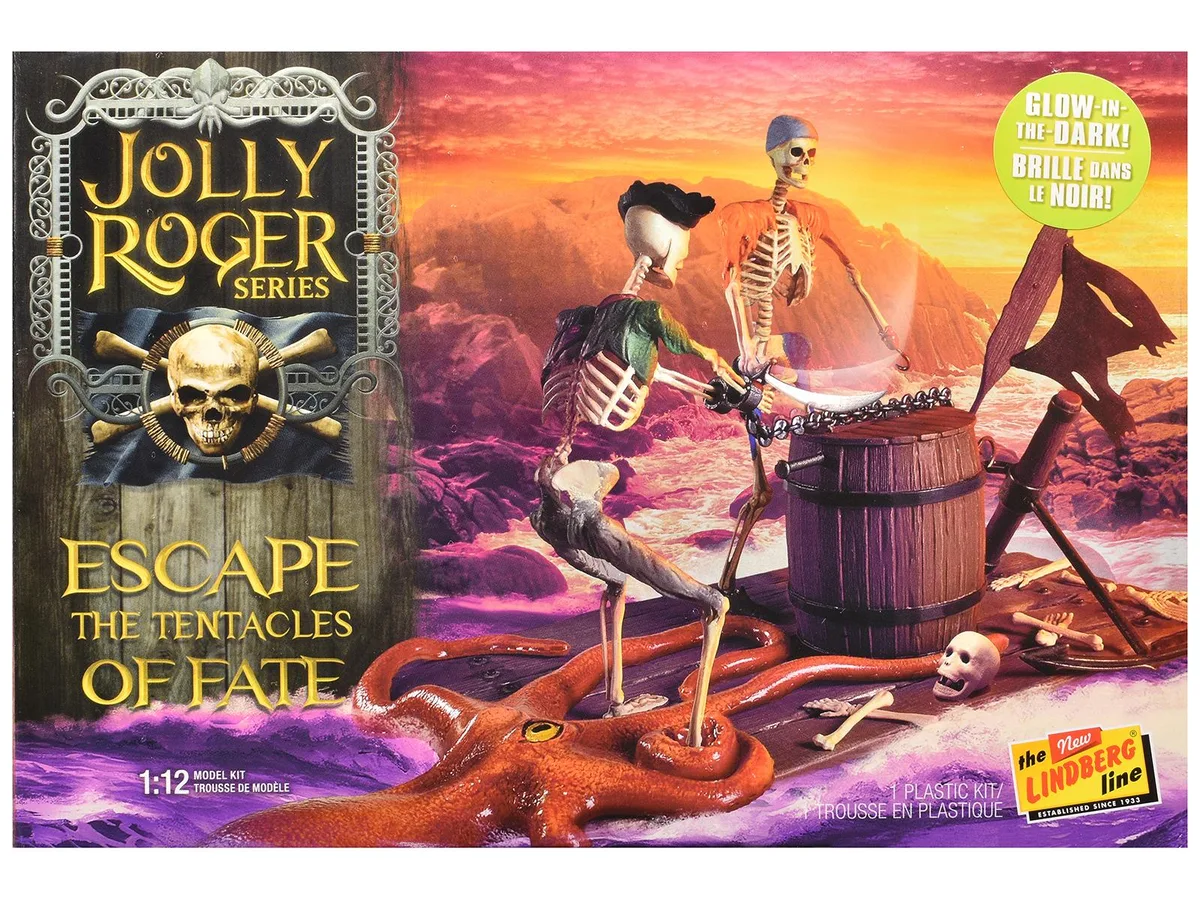 LINDBERG LINDBERG HL615M 1/12 Scale Glow-in-the-Dark Pirate Skeleton Diorama Model Kit hobby collectible — product photo