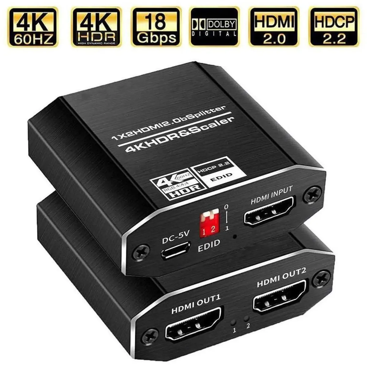 SMUGDESK SMUGDESK 1x2 HDMI 2.0 Splitter with Independent Scaler — product photo