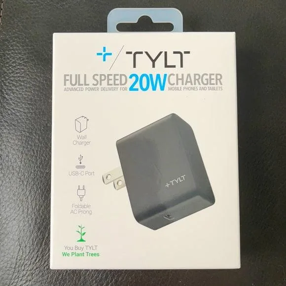 Tylt Tylt Full Speed 20W USB-C Wall Charger Black — product photo