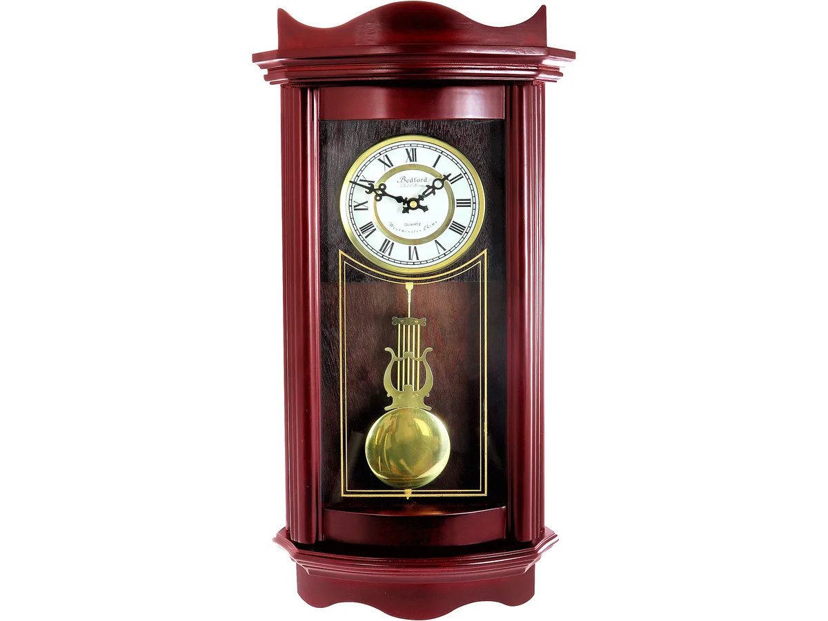 Bedford Clock Collection Bedford Clock Collection BED1247CHR 25" Cherry Wall Clock with Pendulum — product photo