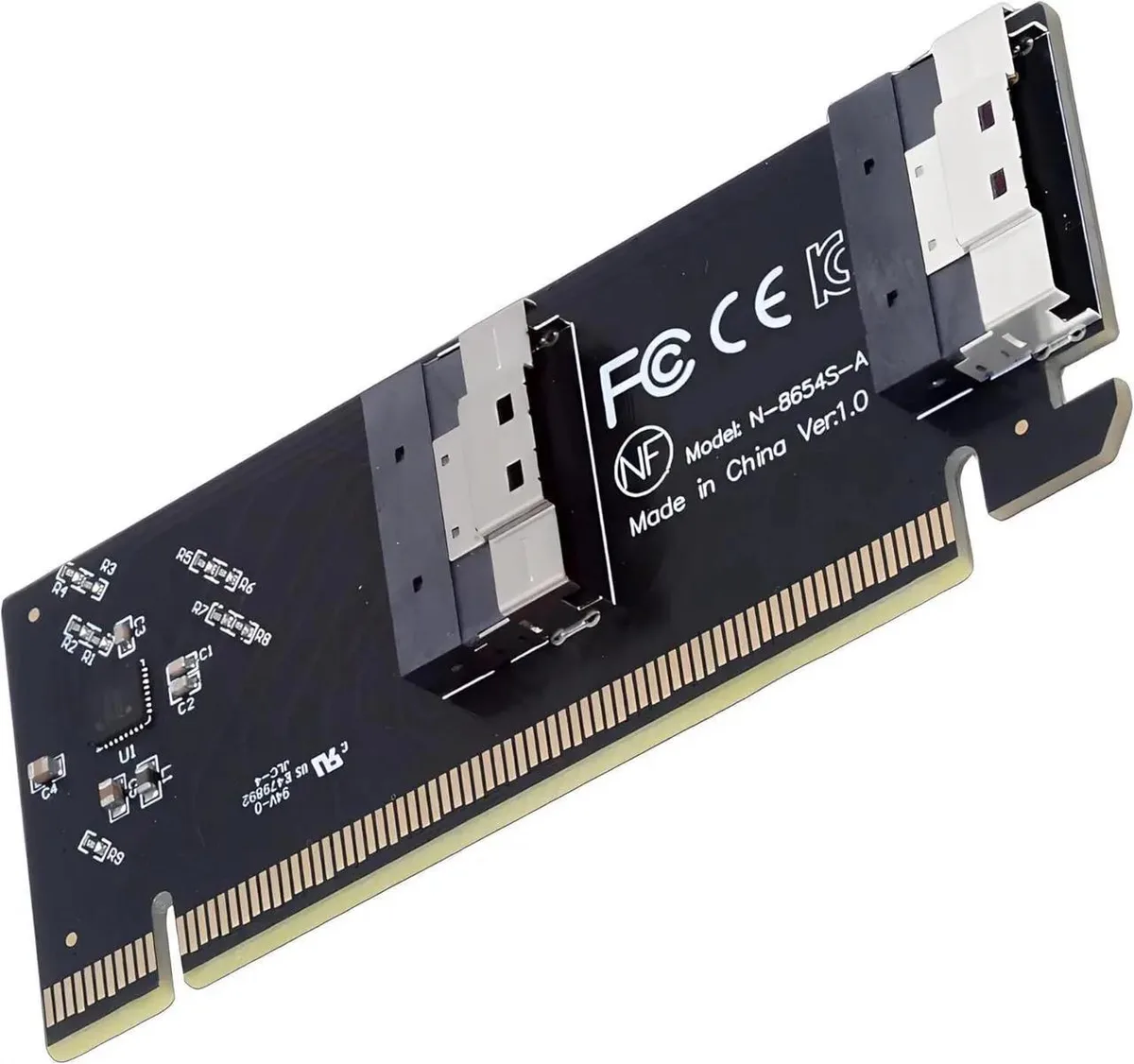SMUGDESK SMUGDESK Low Profile Dual SFF-8654 74Pin to PCIe 3.0/4.0 x16 VROC RAID0 Hyper Adapter — product photo
