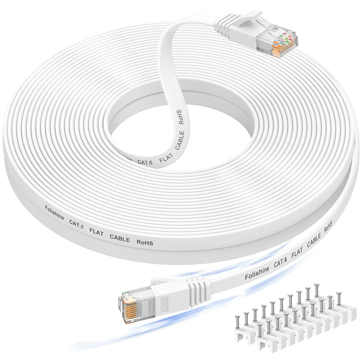  Folishine CAT6-50FT Cat 6 Ethernet Cable 50 ft White — product photo