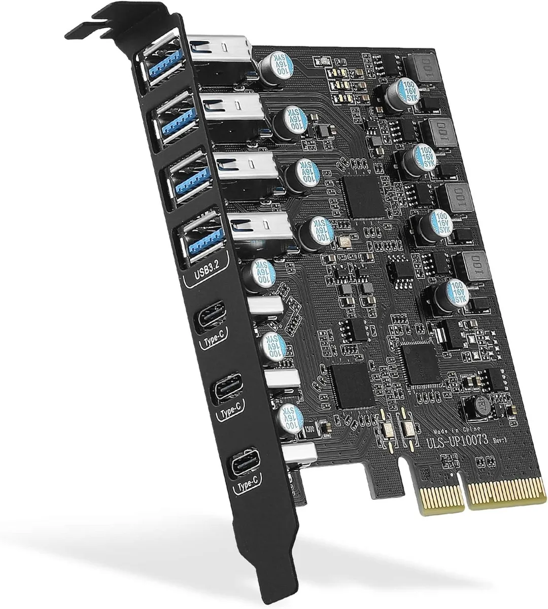 ESTONE ESTONE PCIE24A3C3.2 PCIe USB 3.2 7-port expansion card (3×USB-C, 4×USB-A) 10 Gbps — product photo