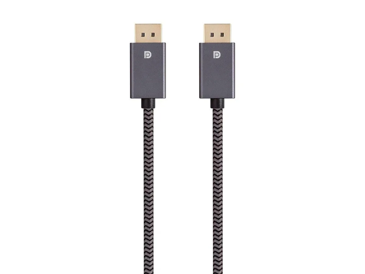 Monoprice Inc. Monoprice 140782 DisplayPort 1.4 EasyPlug Nylon Braided Cable 3 ft Gray — product photo