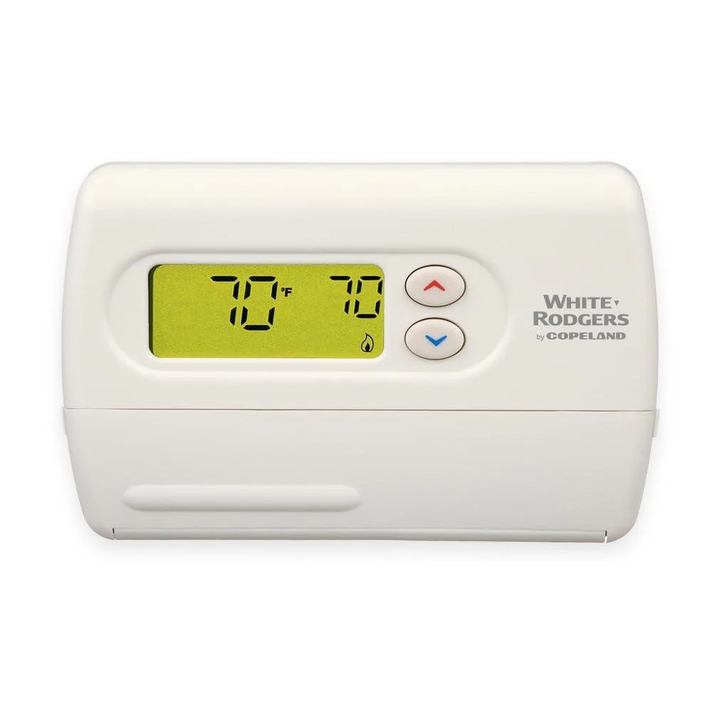 White rectangular wall thermostat with backlit display, 12 pack